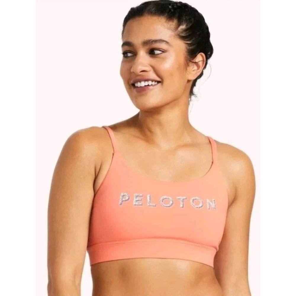 Womens Peloton Sports Bra Cadent Peak Strappy Size‎ Small Gym Active Coral Pink